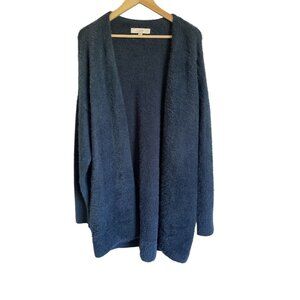 LOFT Size Large Green Open Long Line Cardigan Acrylic Ultrasoft Fuzzy Cozy